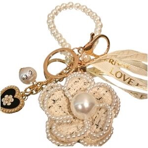 Cream And Pearls Camellia Flower NWT Purse Charm